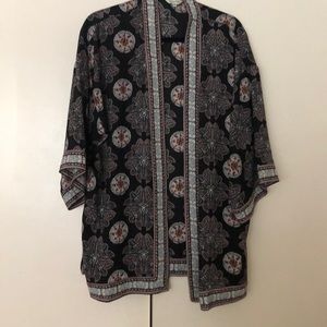 Pink and black Kimono top